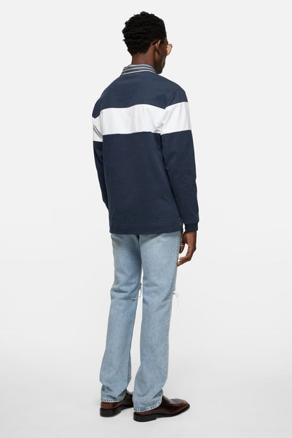Acne Studios Striped polo sweatshirt - Navy/white