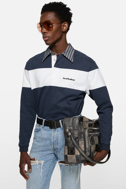 Acne Studios Striped polo sweatshirt - Navy/white