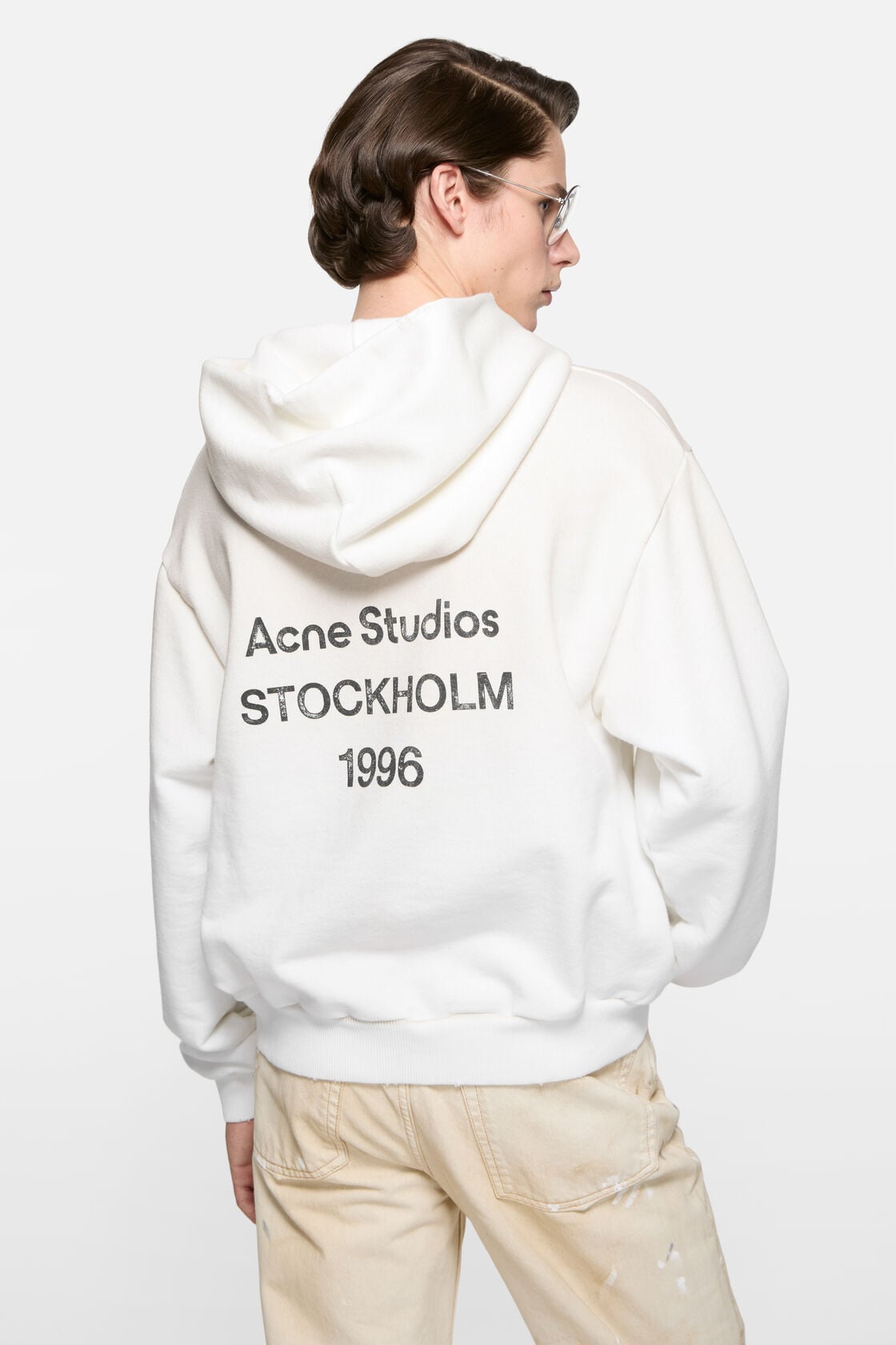 Acne Studios Fleece logo hoodie - Dusty white