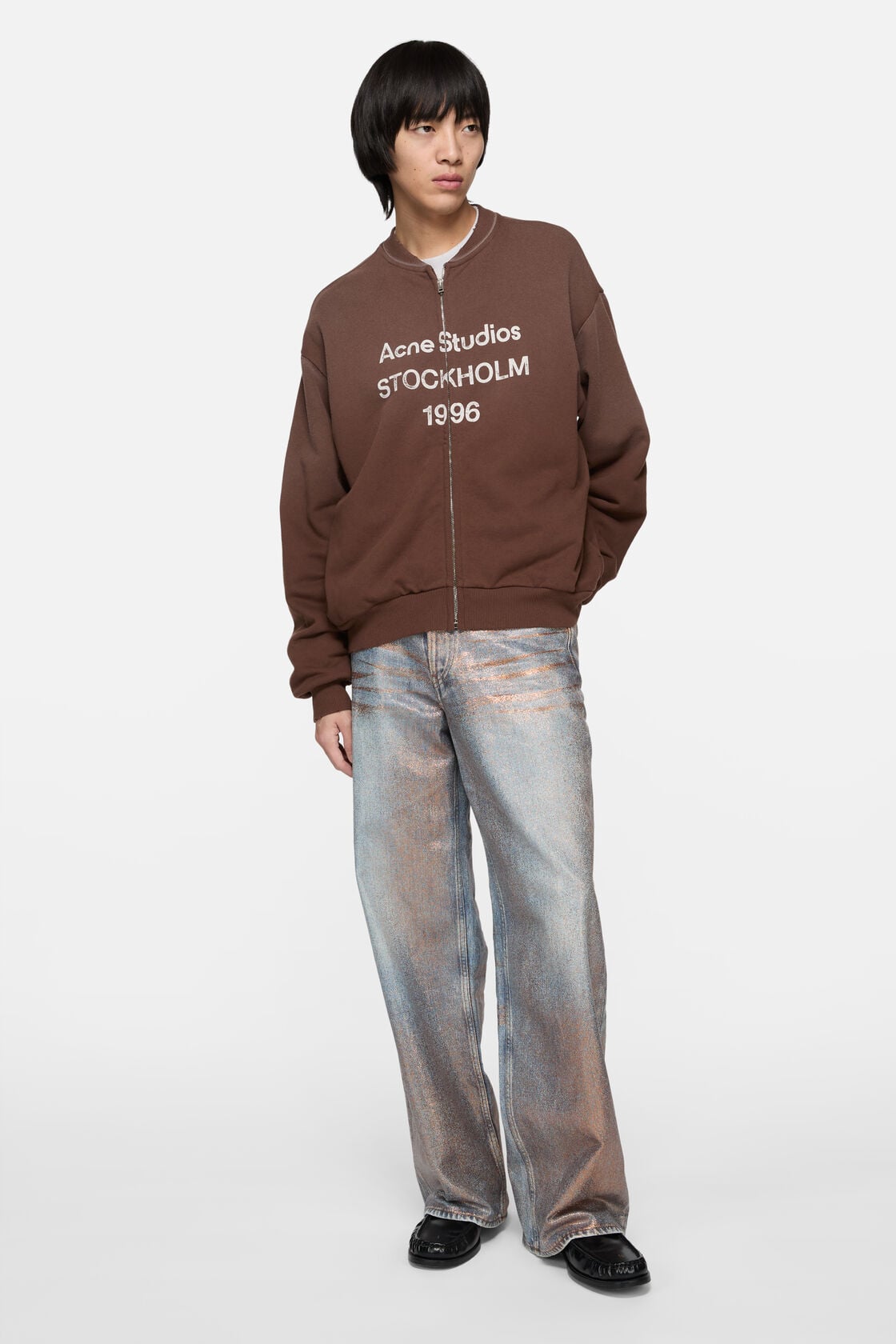Acne Studios Washed zip-up cardigan - Chocolate brown