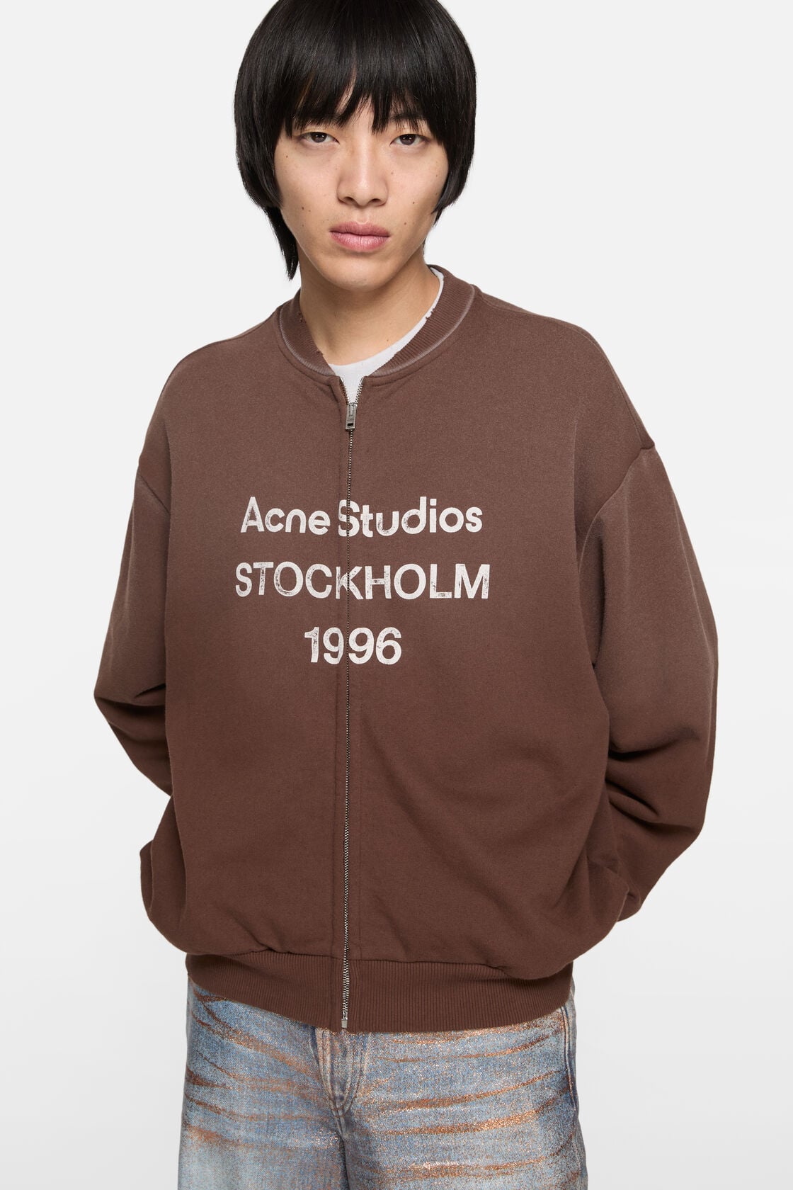 Acne Studios Washed zip-up cardigan - Chocolate brown