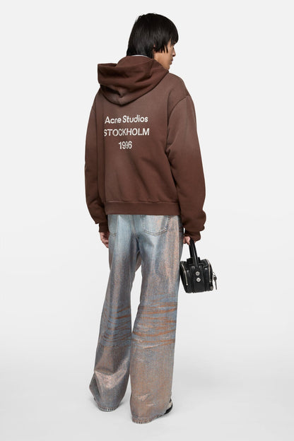 Acne Studios Fleece logo hoodie - Chocolate brown