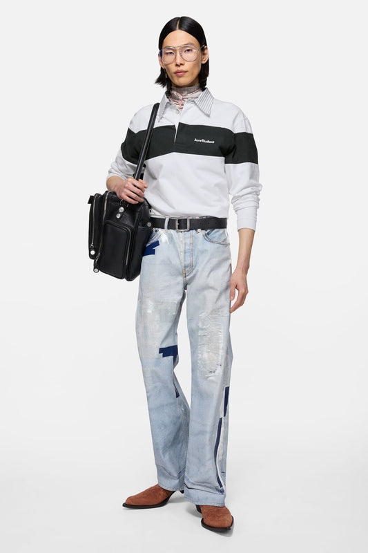 Acne Studios Striped polo sweatshirt - White/black