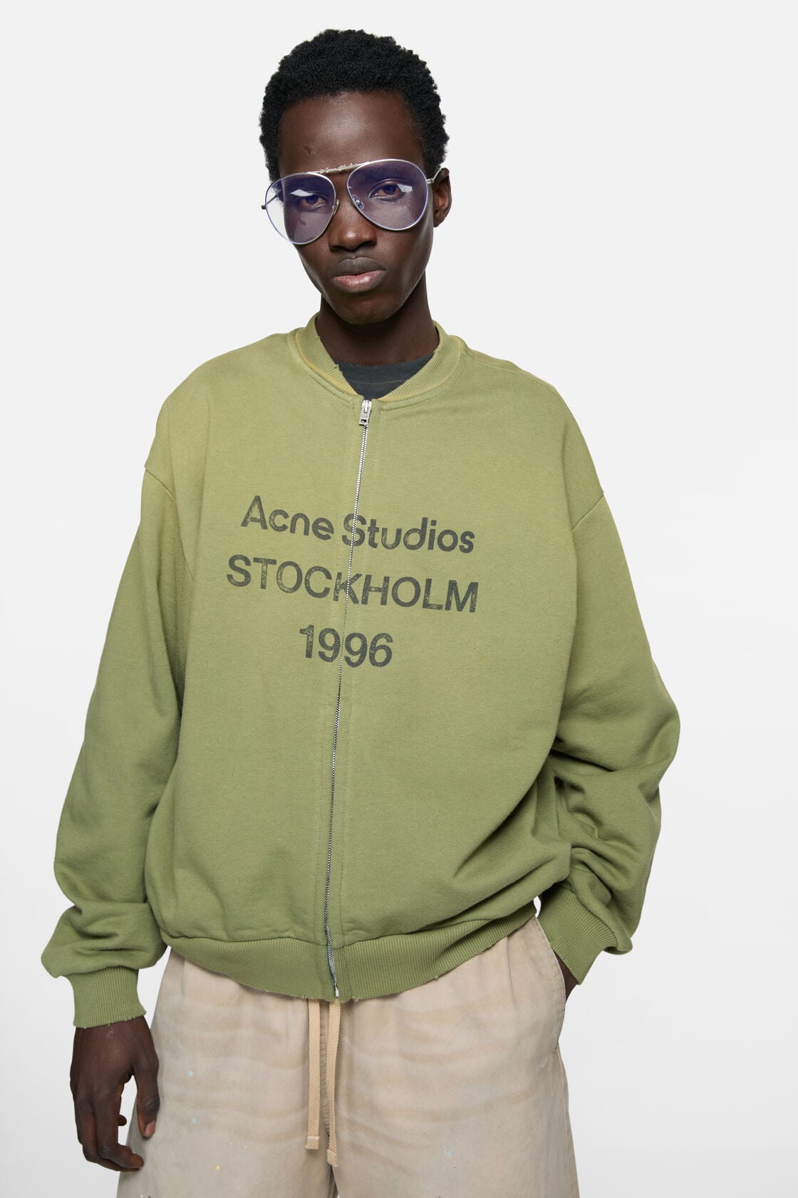 Acne Studios Washed zip-up cardigan - Olive green