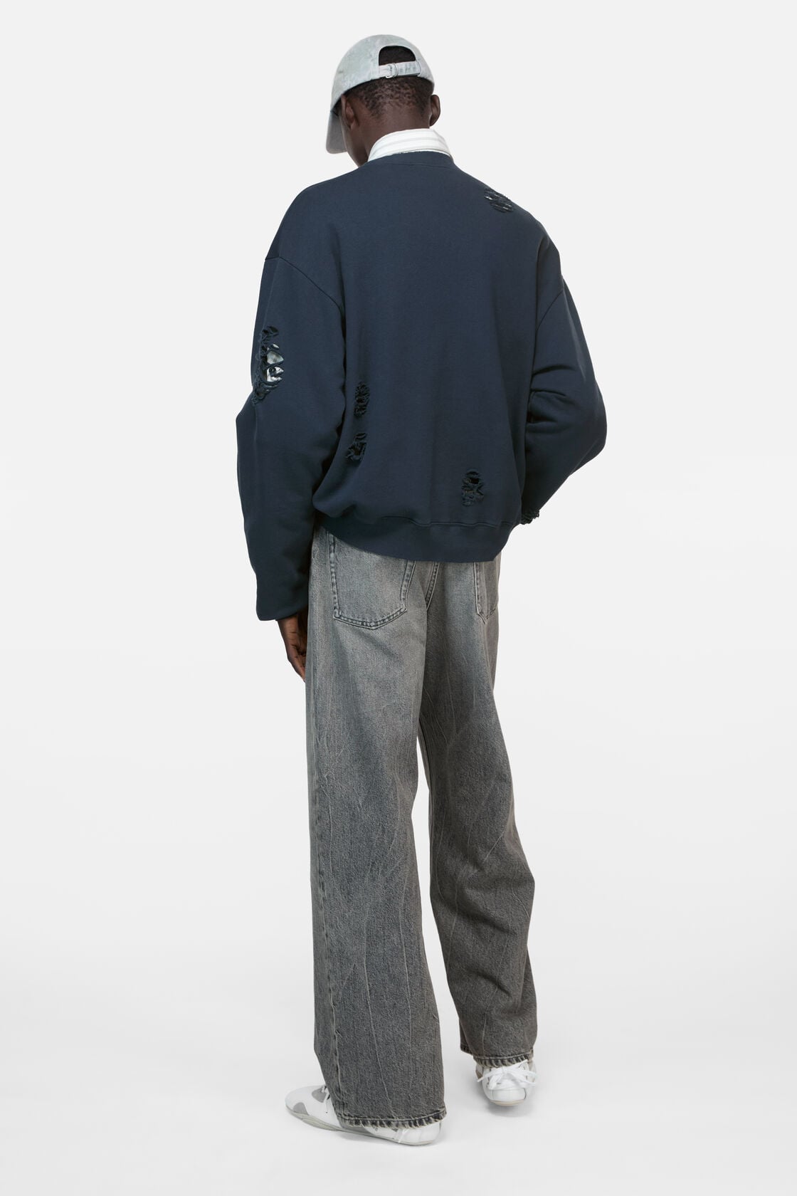 Acne Studios Distressed fleece sweatshirt - Dark navy