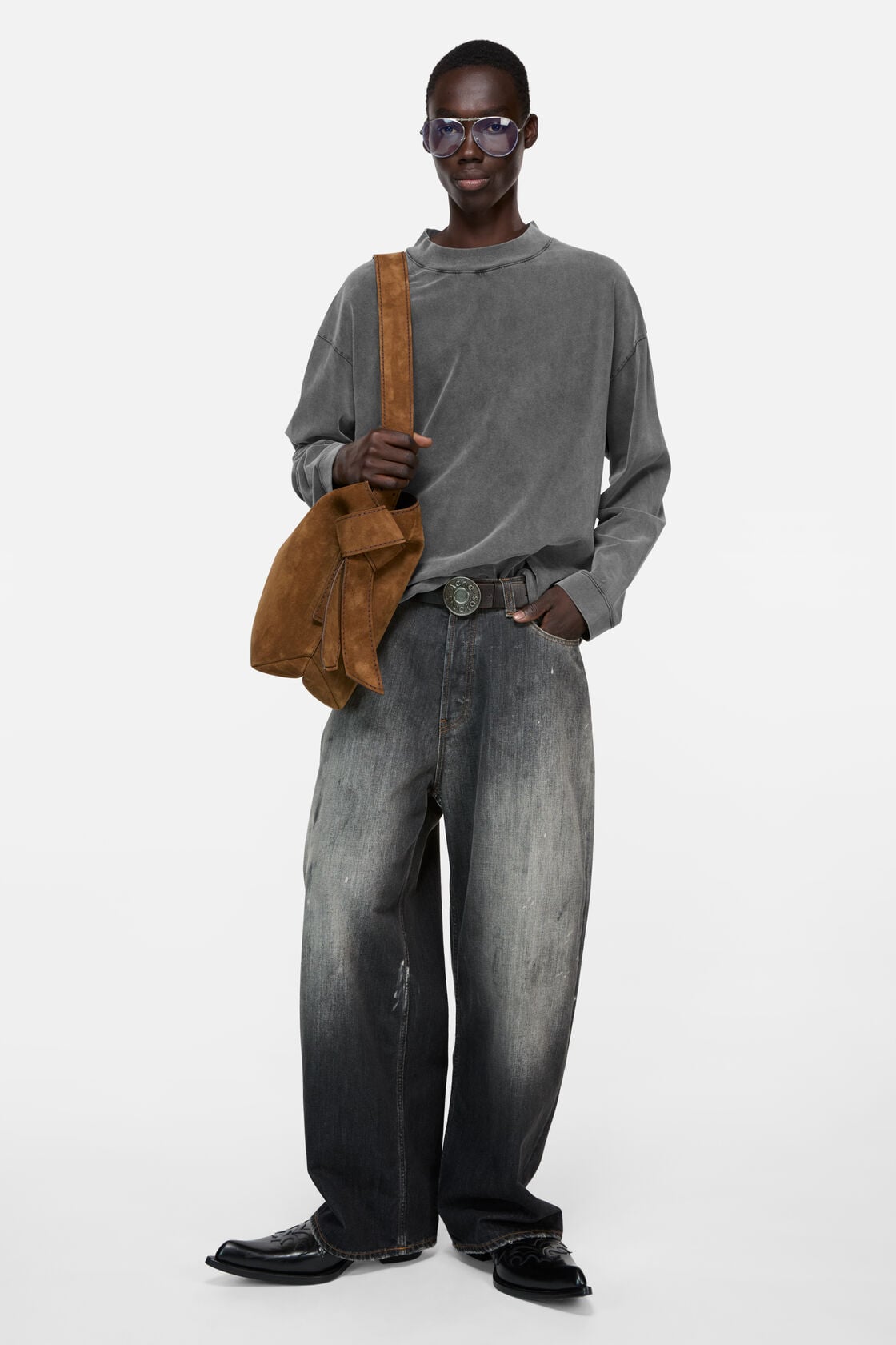 Acne Studios Relaxed rubber logo t-shirt - Faded black