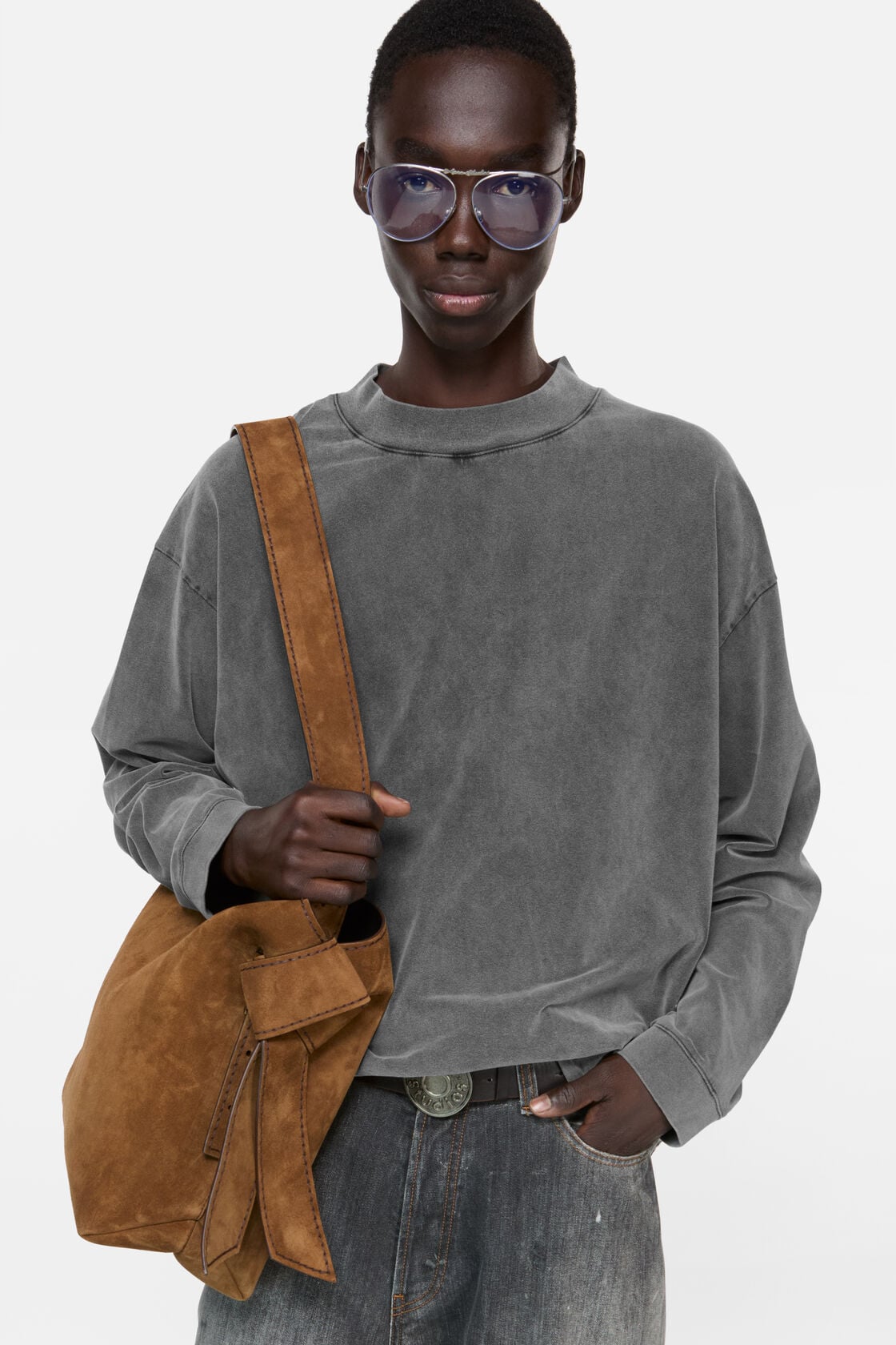 Acne Studios Relaxed rubber logo t-shirt - Faded black