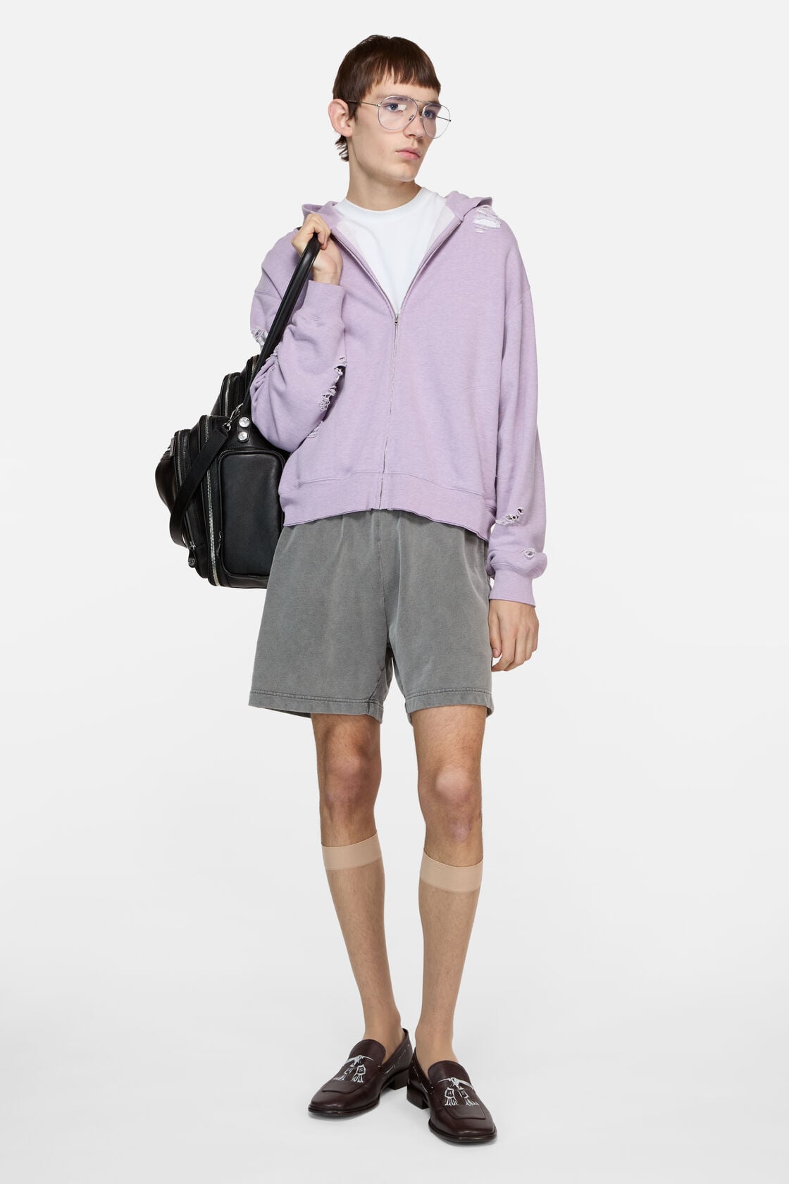 Acne Studios Distressed logo hoodie - Faded purple