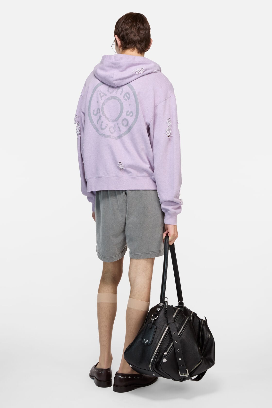 Acne Studios Distressed logo hoodie - Faded purple