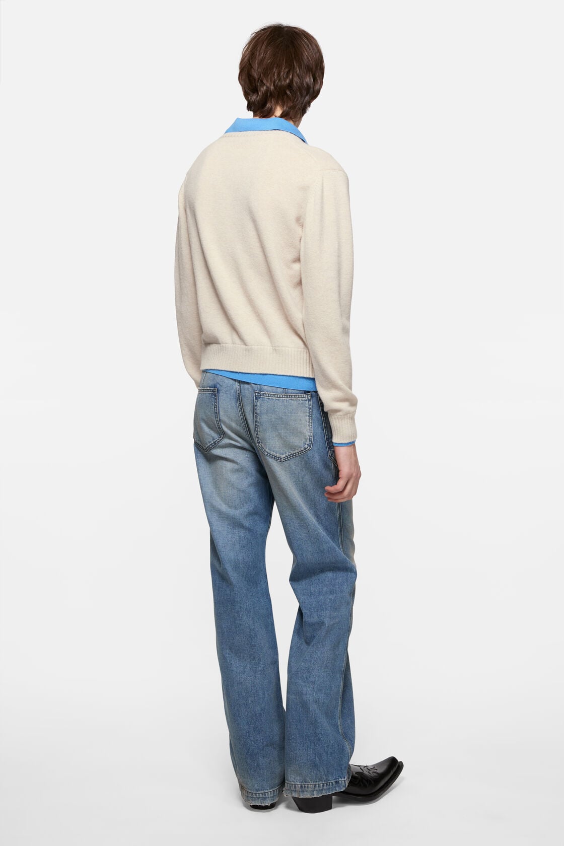 Acne Studios Layered Wool V-Neck Sweater - Dirty white
