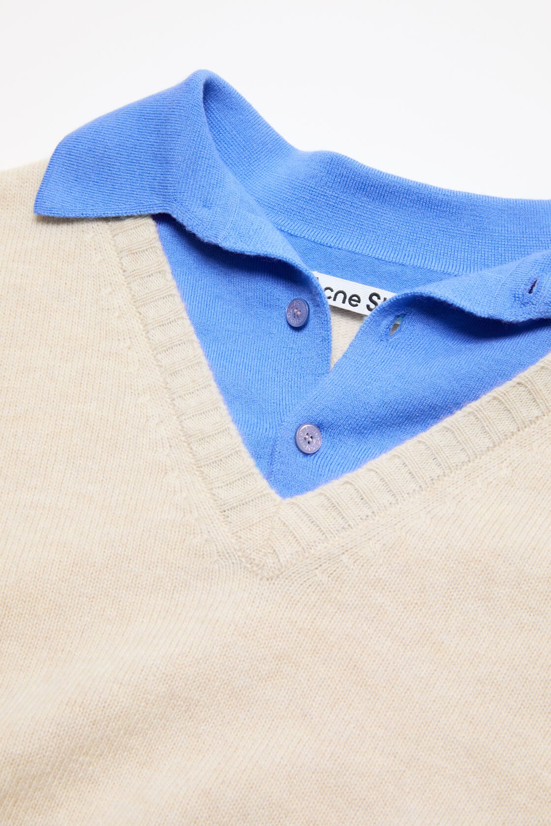Acne Studios Layered Wool V-Neck Sweater - Dirty white