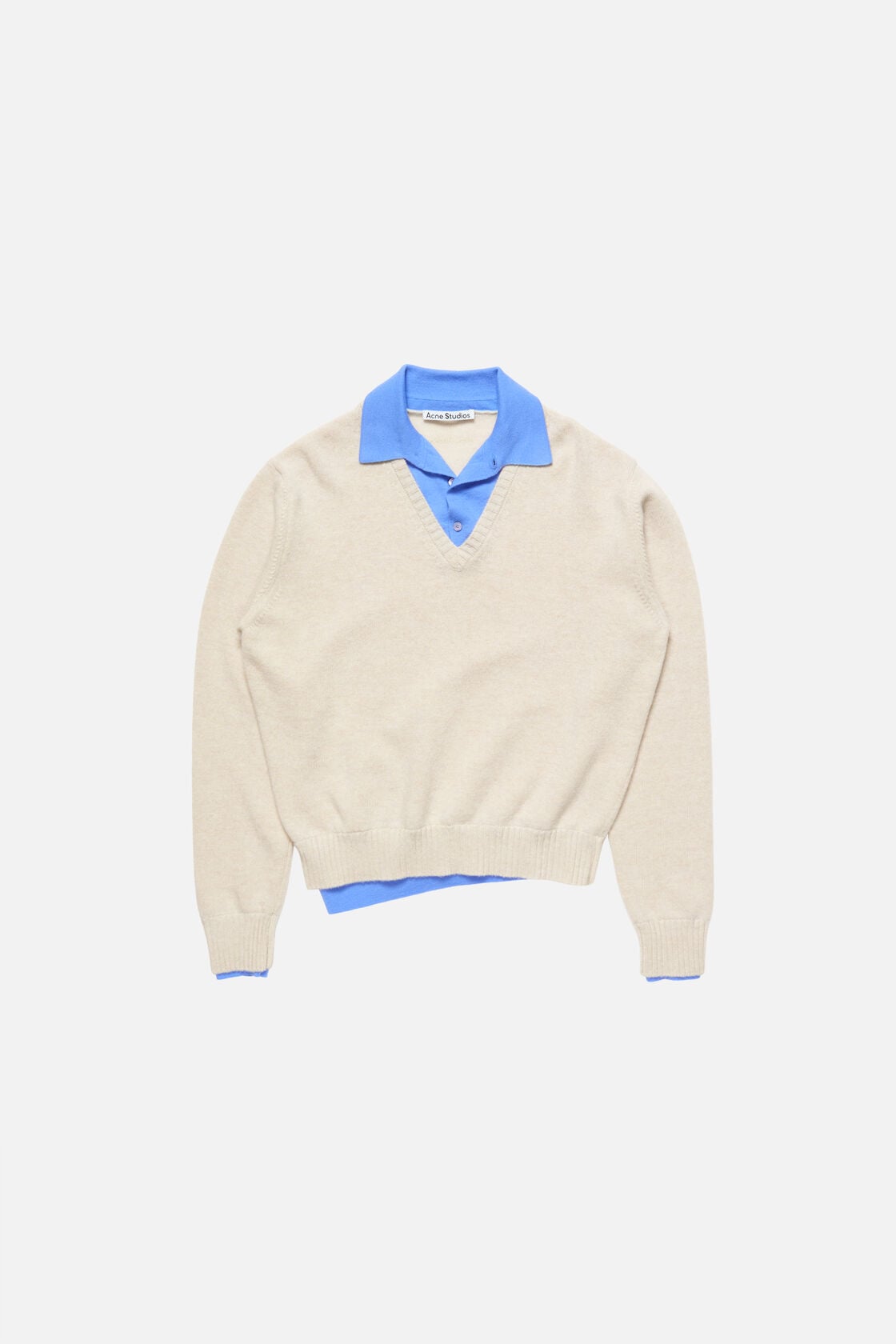 Acne Studios Layered Wool V-Neck Sweater - Dirty white