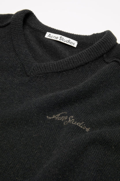 Acne Studios Camel hair v-neck sweater - Black