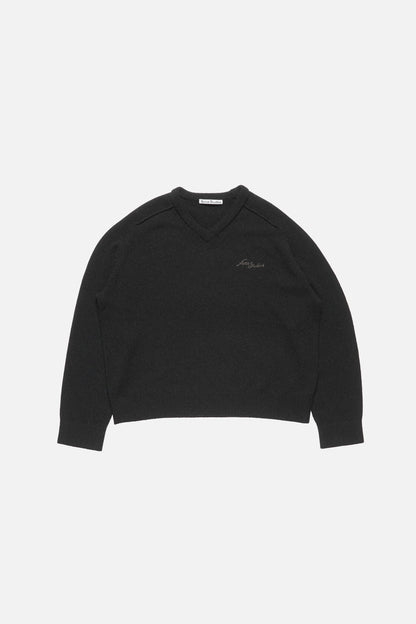 Acne Studios Camel hair v-neck sweater - Black