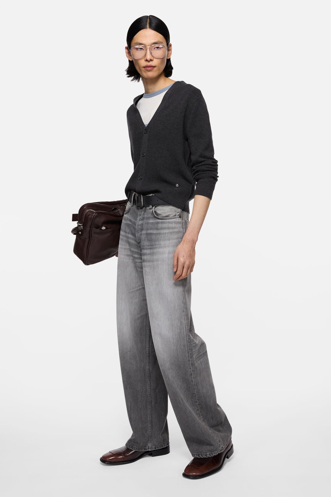 Acne Studios V-neck wool cardigan - Dark Navy Melange