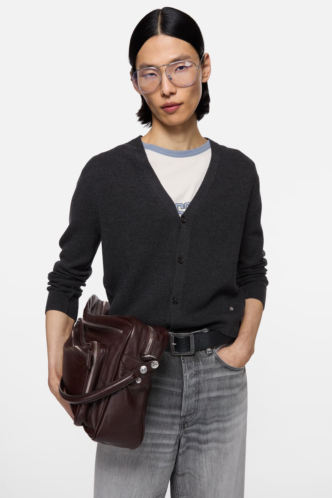 Acne Studios V-neck wool cardigan - Dark Navy Melange