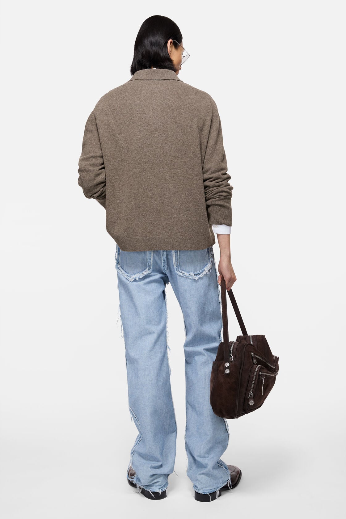 Acne Studios Wool knit polo - Brown melange