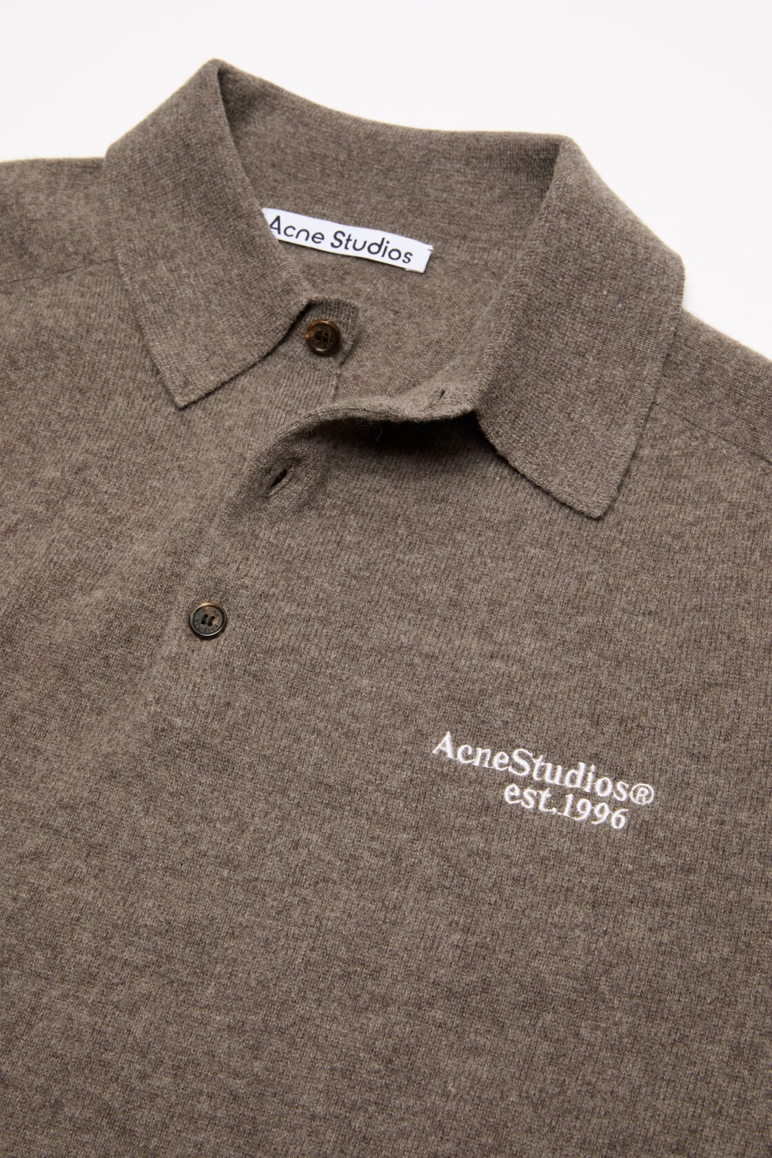 Acne Studios Wool knit polo - Brown melange