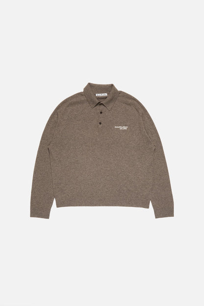Acne Studios Wool knit polo - Brown melange