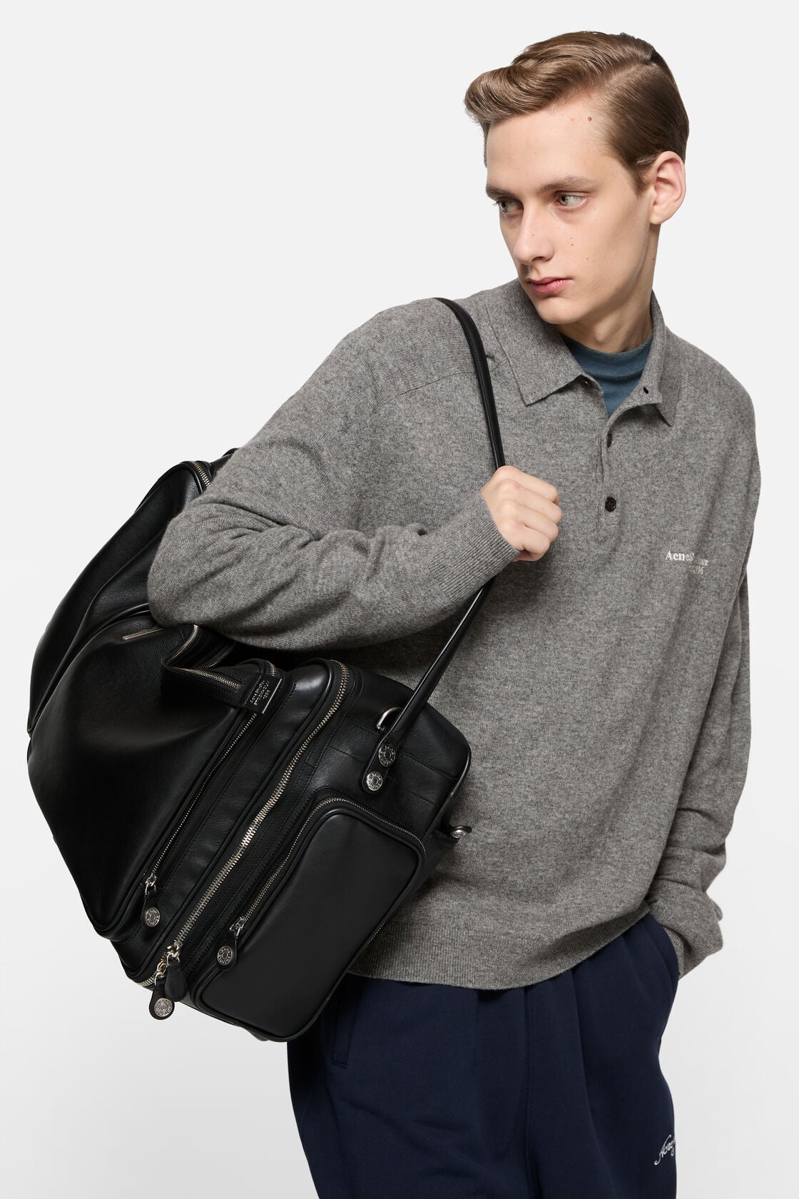 Acne Studios Wool knit polo - Dark grey