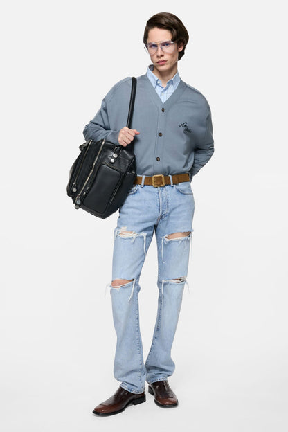 Acne Studios Silk v-neck cardigan - Dusty blue