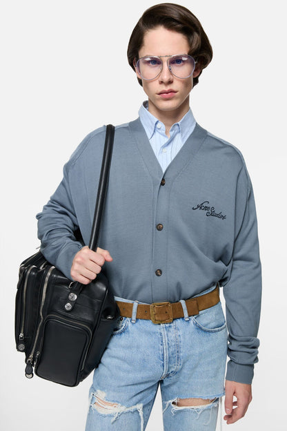 Acne Studios Silk v-neck cardigan - Dusty blue