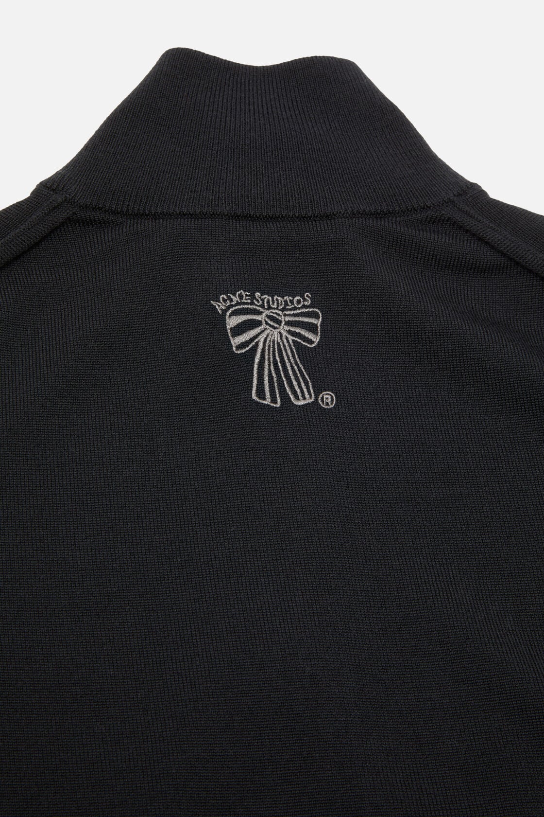 Acne Studios Zip-up bow logo cardigan - Black