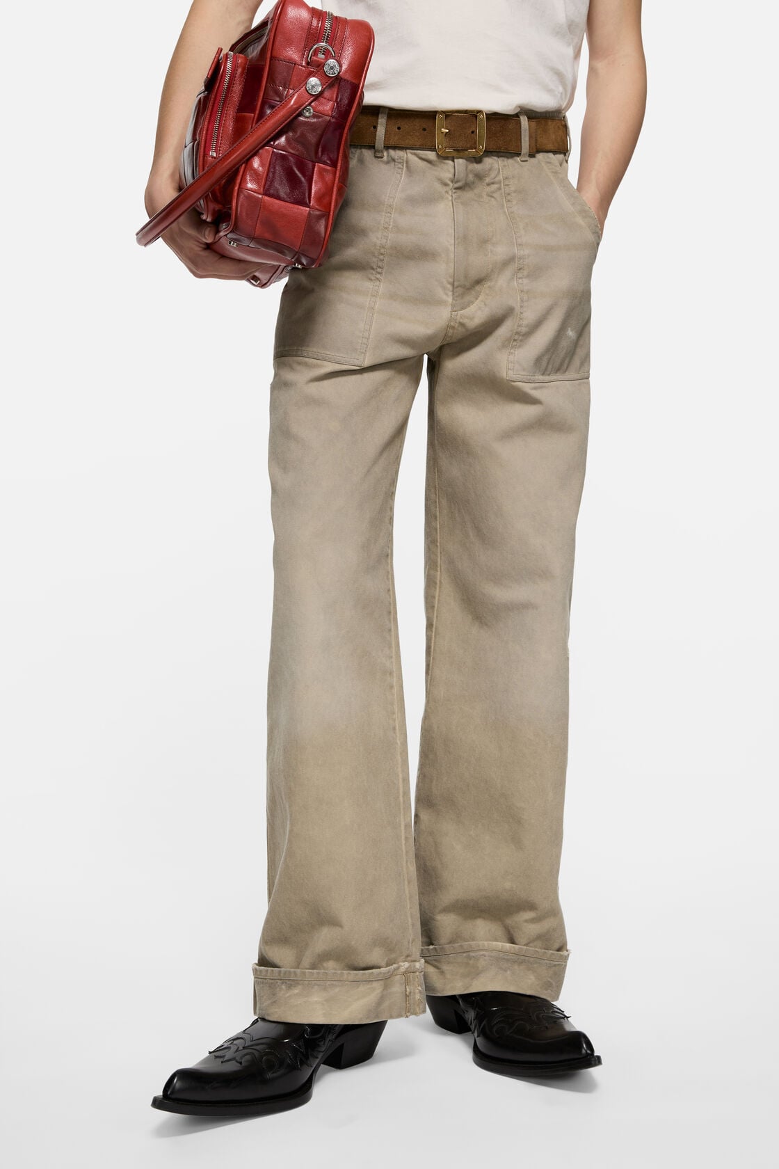 Acne Studios Stained twill trousers - Camel Beige