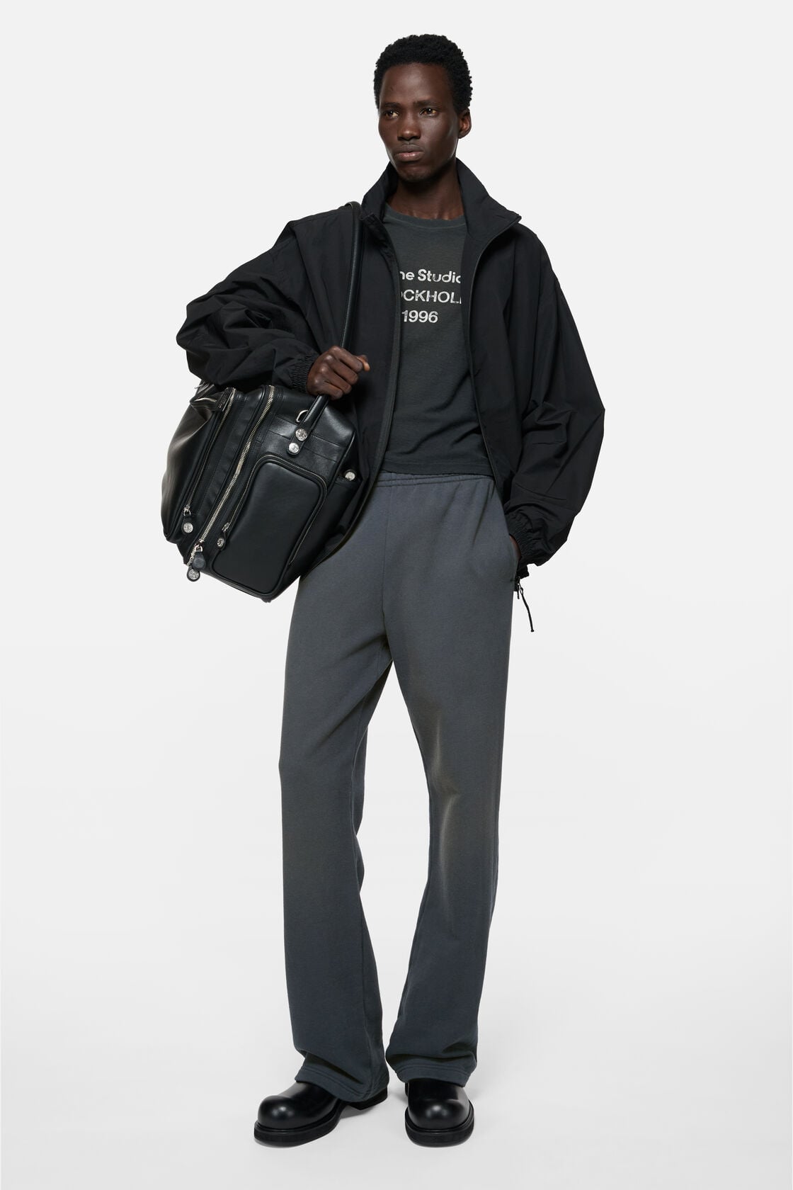 Acne Studios Fleece trousers with stamp logo - Faded black