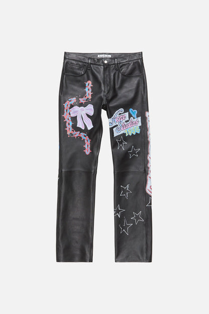 Acne Studios Printed leather trousers - Black