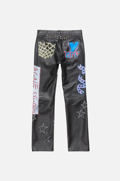 Acne Studios Printed leather trousers - Black