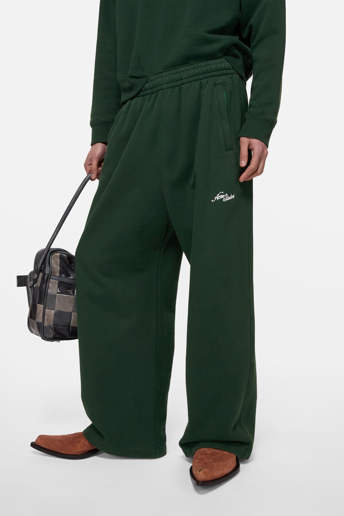 Acne Studios Fleece logo sweatpants - Dark green