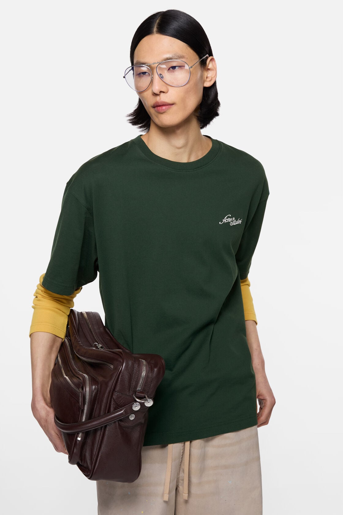Acne Studios Jersey t-shirt with logo - Dark green