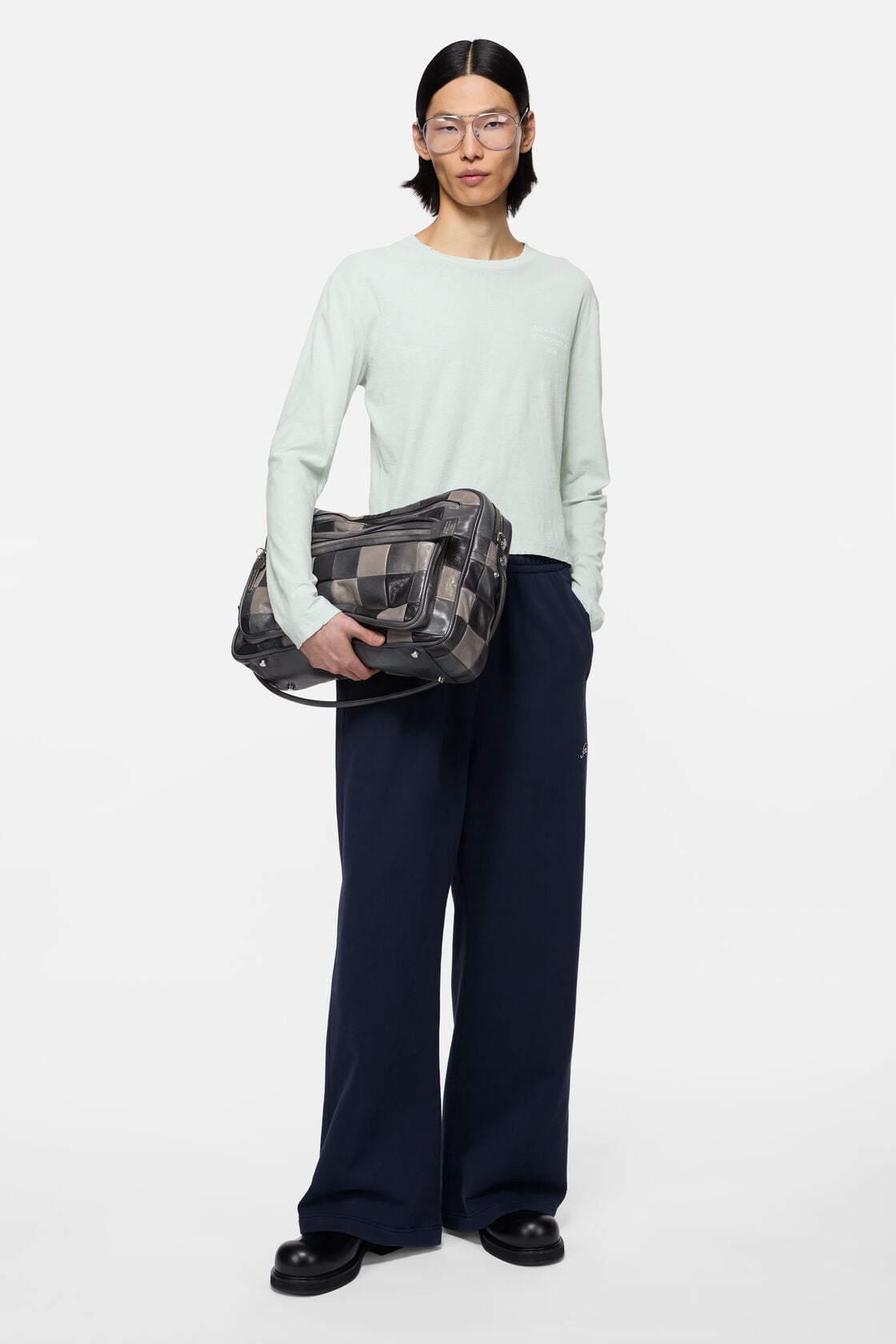 Acne Studios Distressed logo t-shirt - Pale mint
