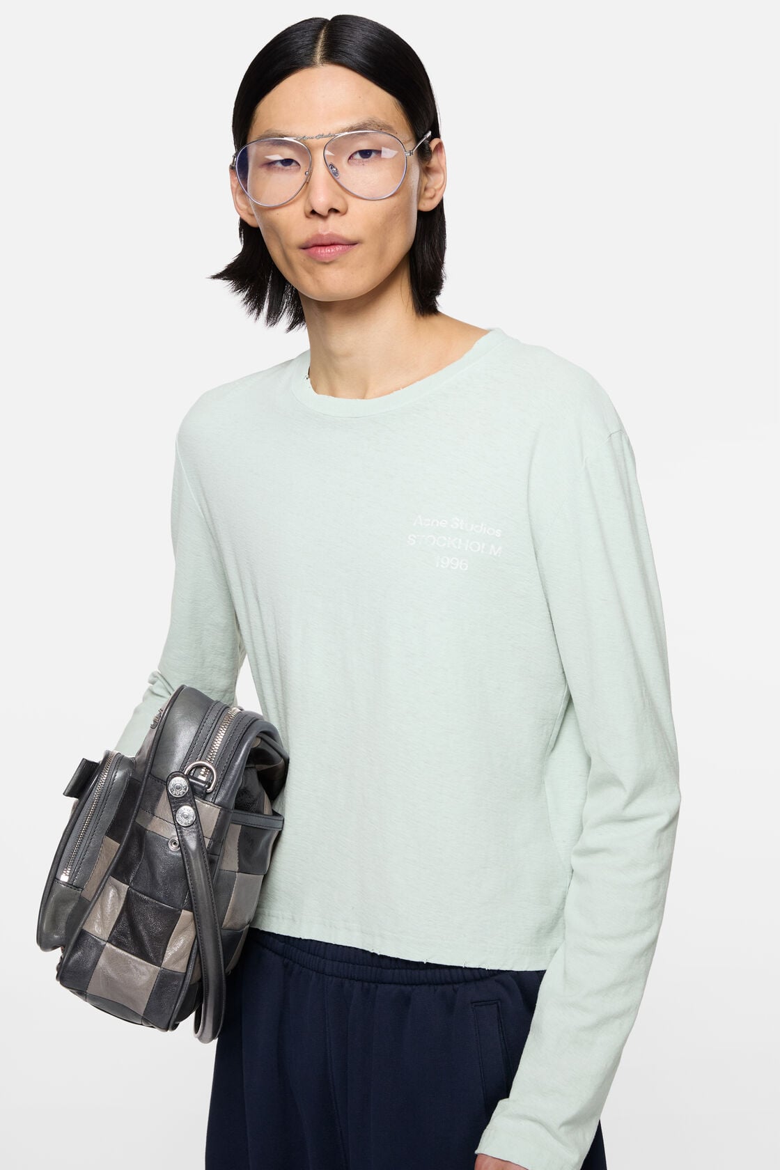 Acne Studios Distressed logo t-shirt - Pale mint