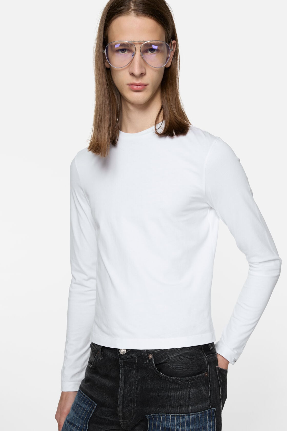 Acne Studios Satin label t-shirt - regular - Optic White