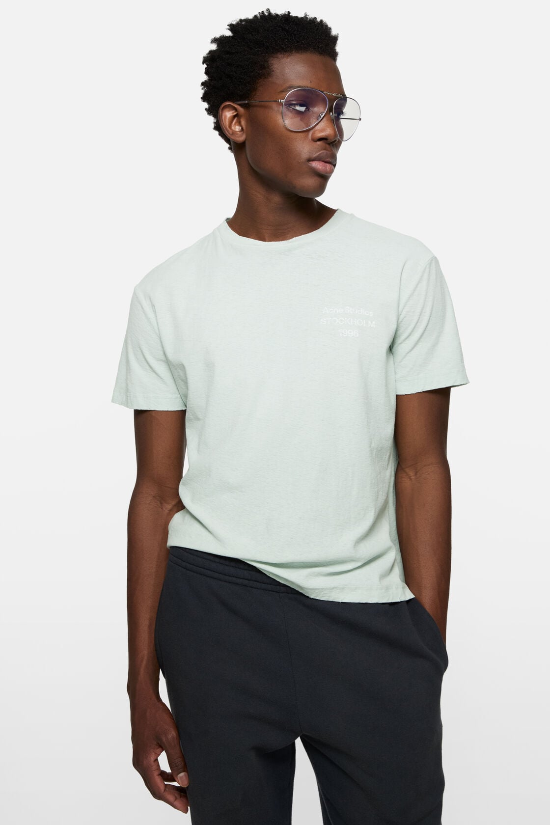 Acne Studios Distressed logo t-shirt - Pale mint