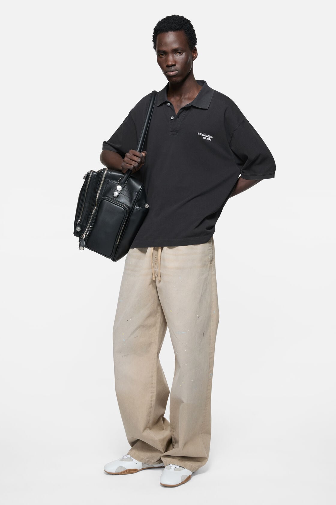 Acne Studios Washed logo polo - Black