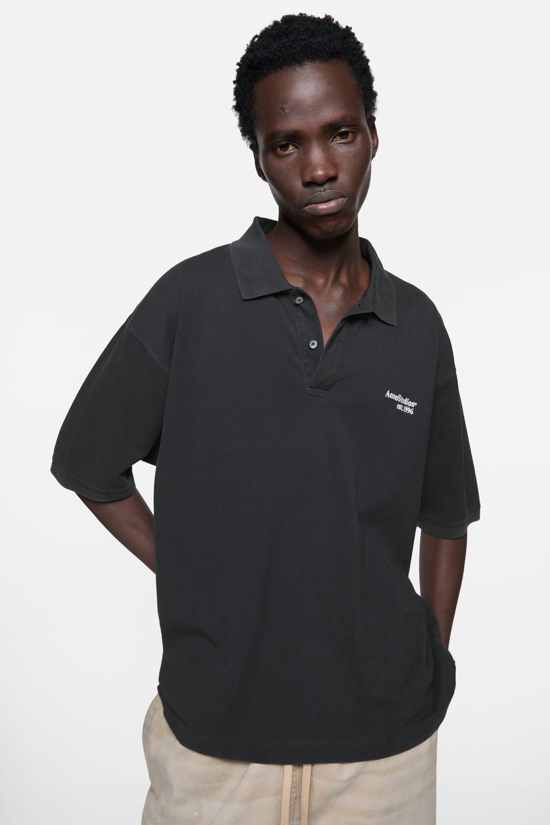 Acne Studios Washed logo polo - Black