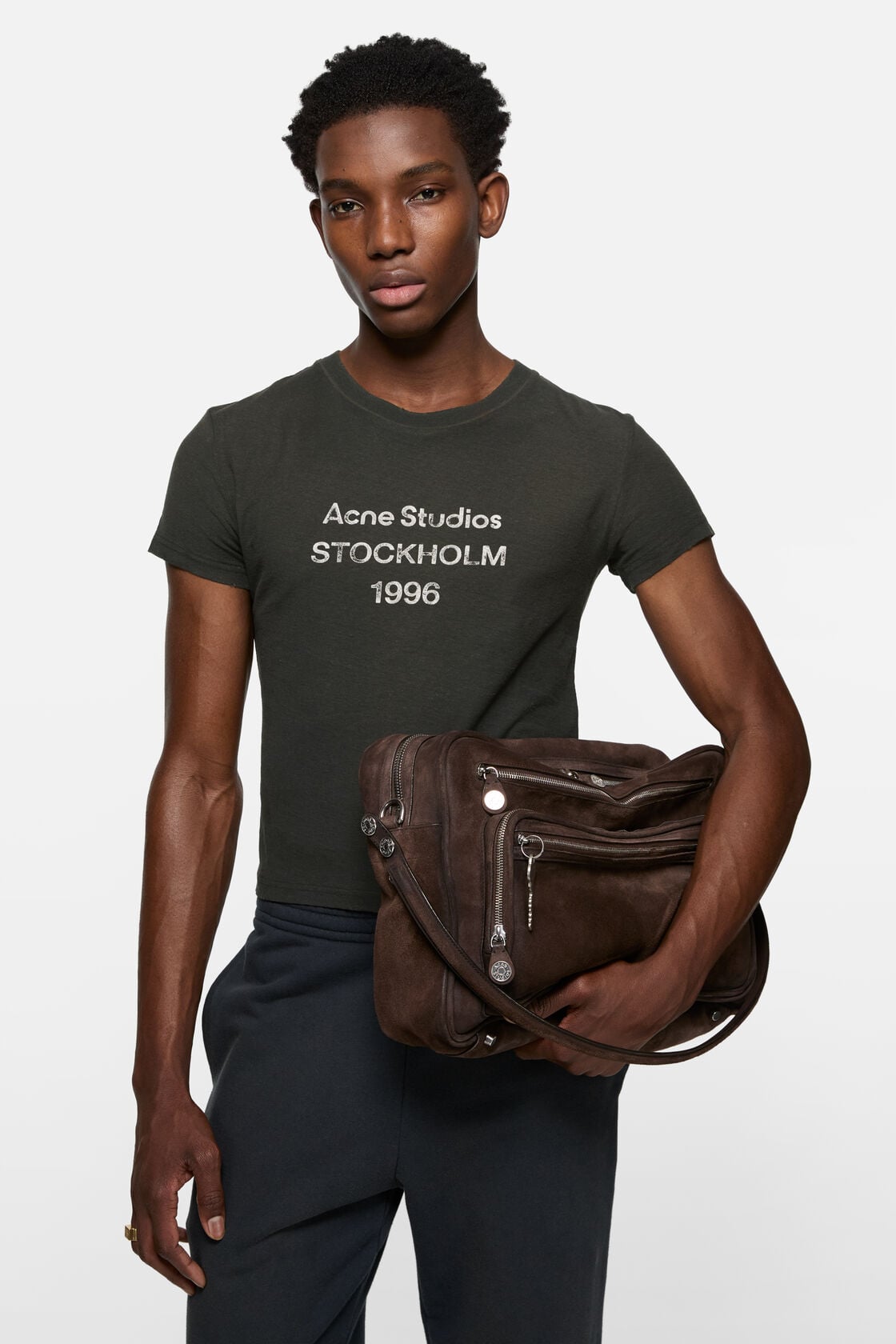 Acne Studios Fitted logo t-shirt - Faded black