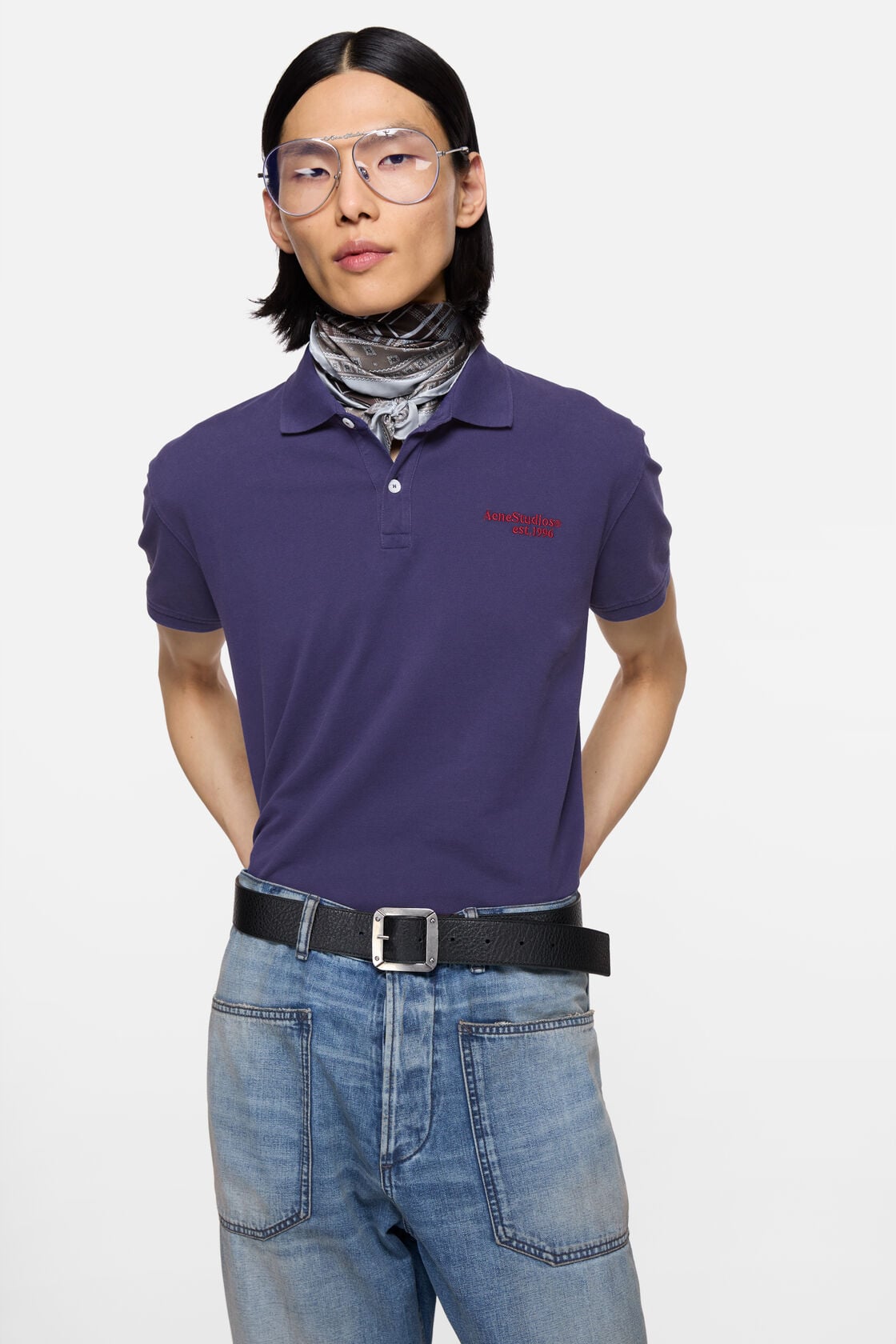 Acne Studios Polo t-shirt with logo - Navy