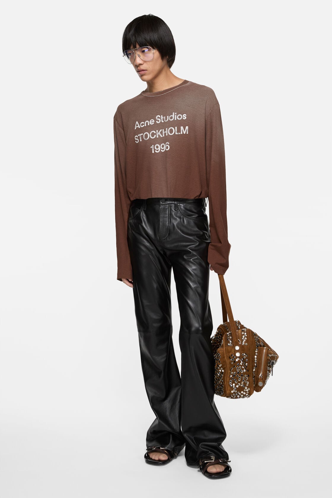 Acne Studios Sprayed 1996 logo t-shirt - Chocolate brown