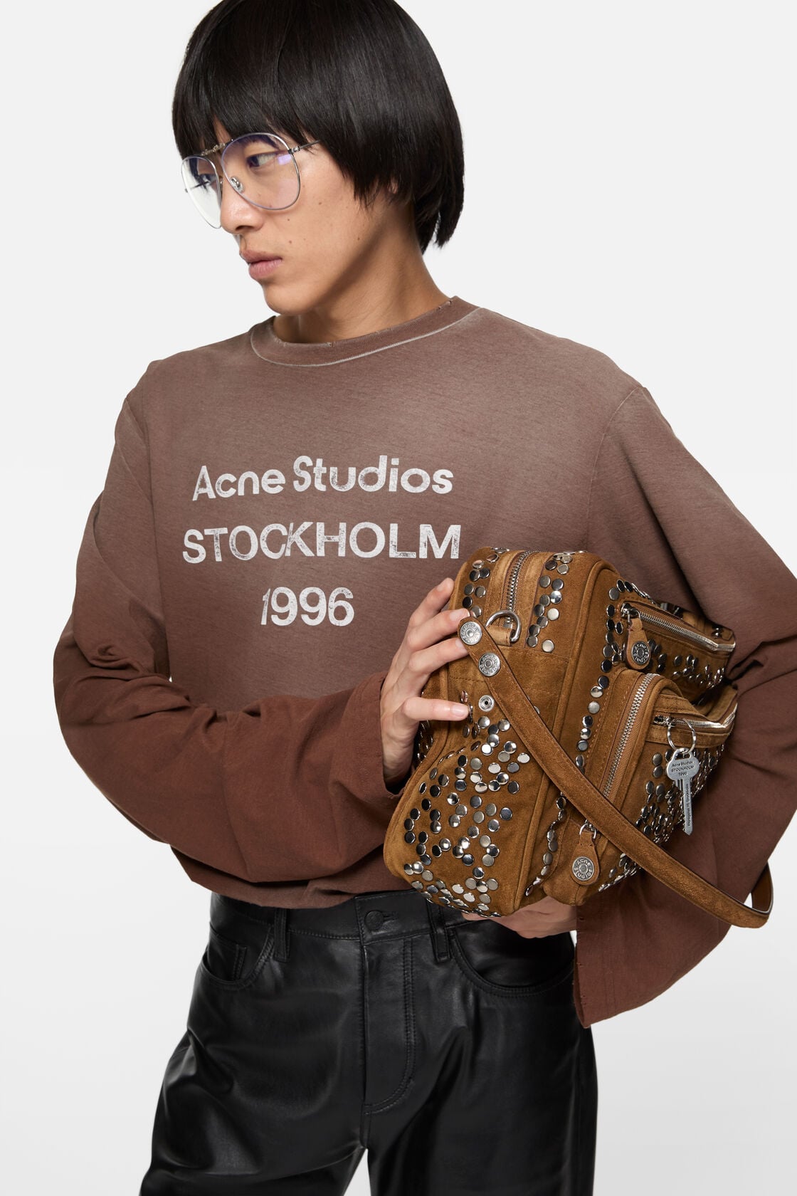 Acne Studios Sprayed 1996 logo t-shirt - Chocolate brown
