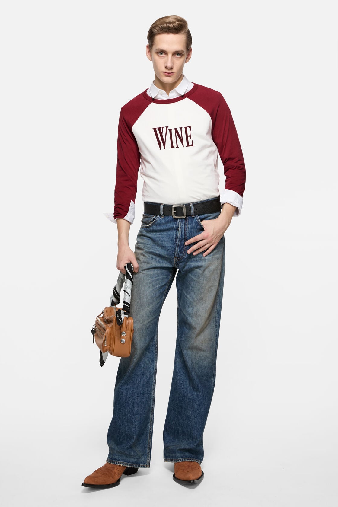 Acne Studios Wine graphic t-shirt - Burgundy/white