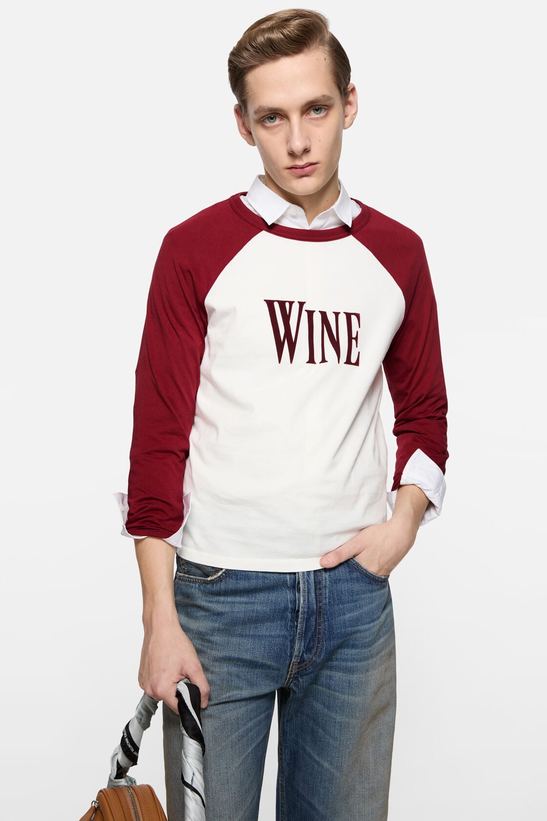 Acne Studios Wine graphic t-shirt - Burgundy/white