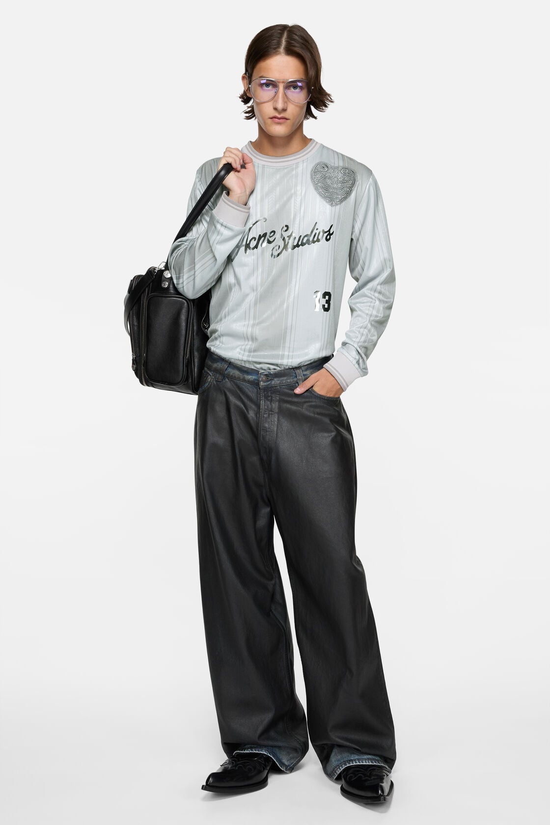 Acne Studios Logo sports jersey top - Grey