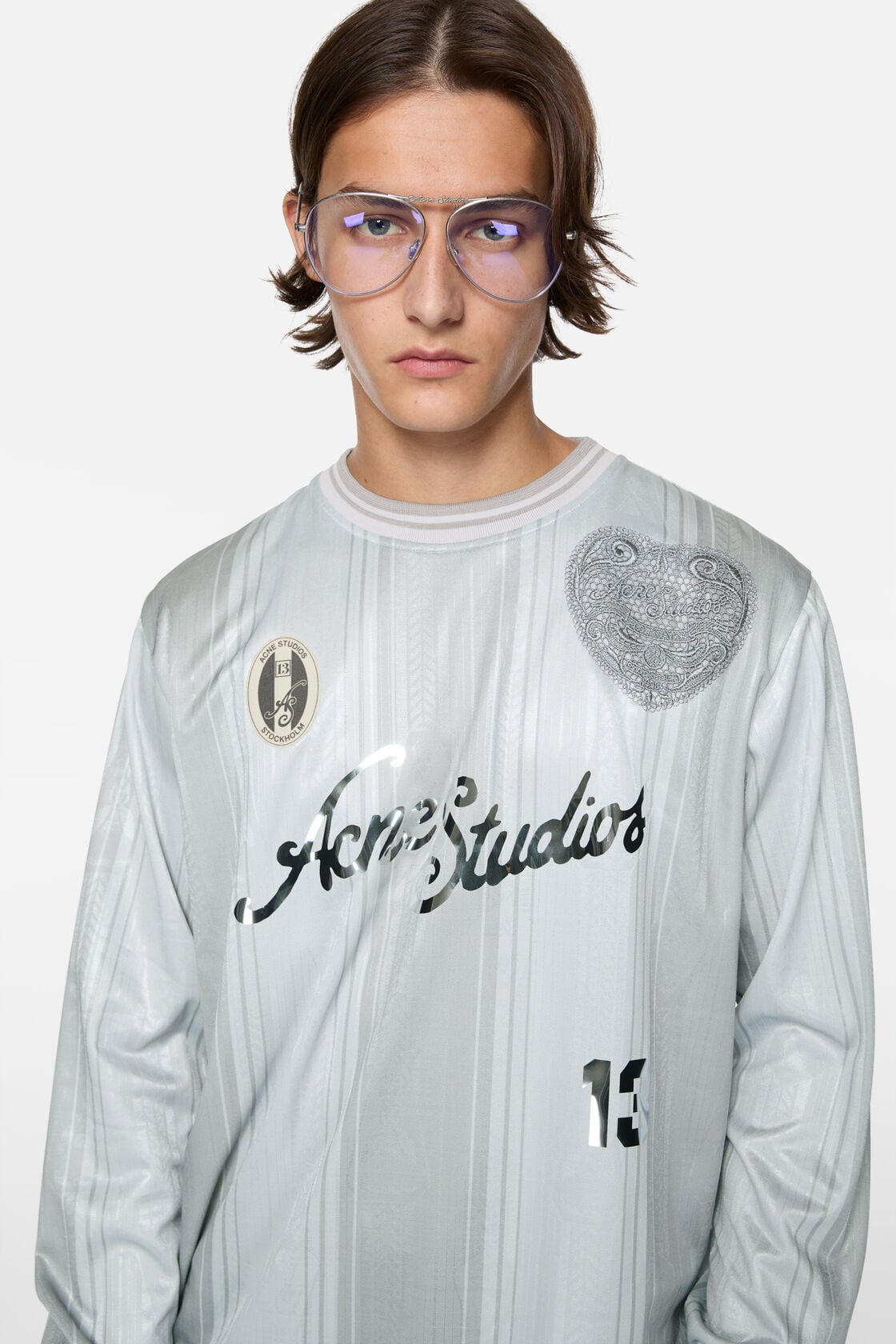 Acne Studios Logo sports jersey top - Grey