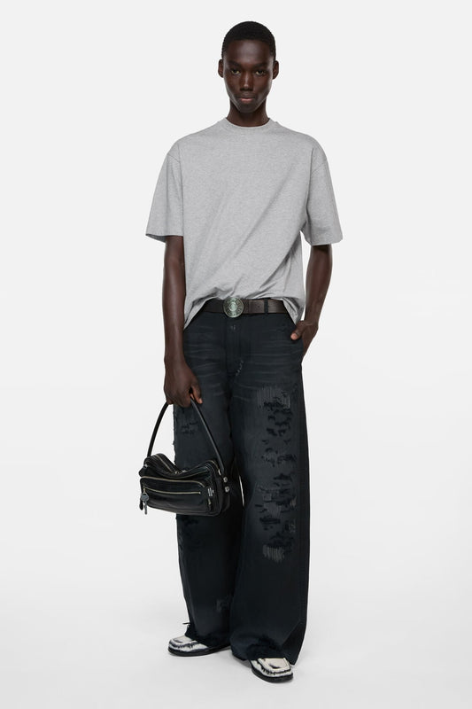 Acne Studios Satin logo t-shirt - relaxed - Grey Melange