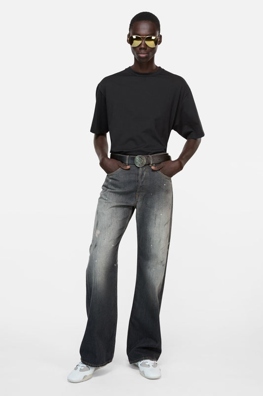 Acne Studios Satin logo t-shirt - relaxed - Black