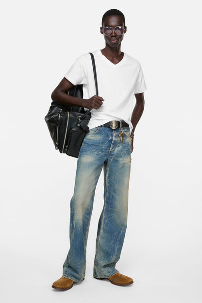 Acne Studios Satin label v-neck t-shirt - Optic White
